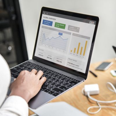 Businesswoman working on a laptop
